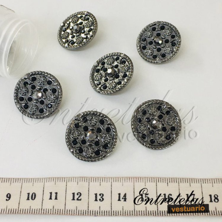 Botón swarovski negro 15mm