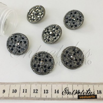 Botn swarovski negro 15mm