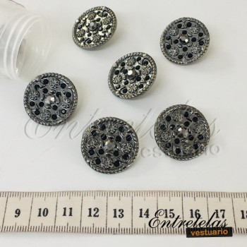 Botn swarovski negro 25mm