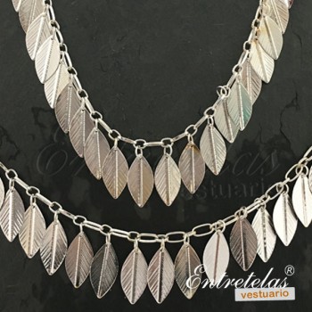 Cadena zamack hojas plata