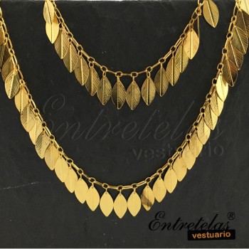 Cadena zamack hojas oro